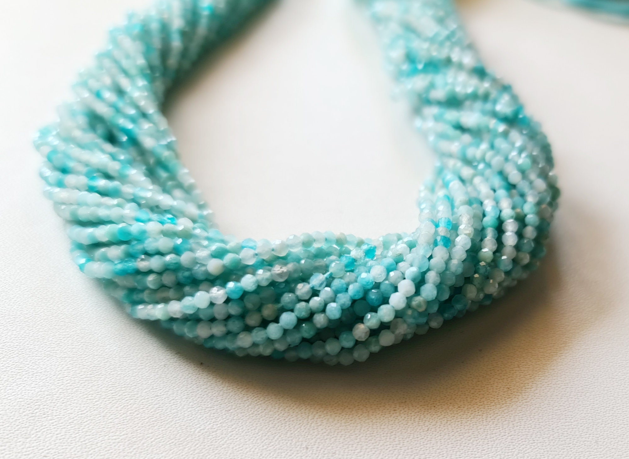 2mm Amazonite Faceted Rondelles Natural Amazonite Beads For Necklace Amazonite Jewelry (1str - 5str Options) - Dga69