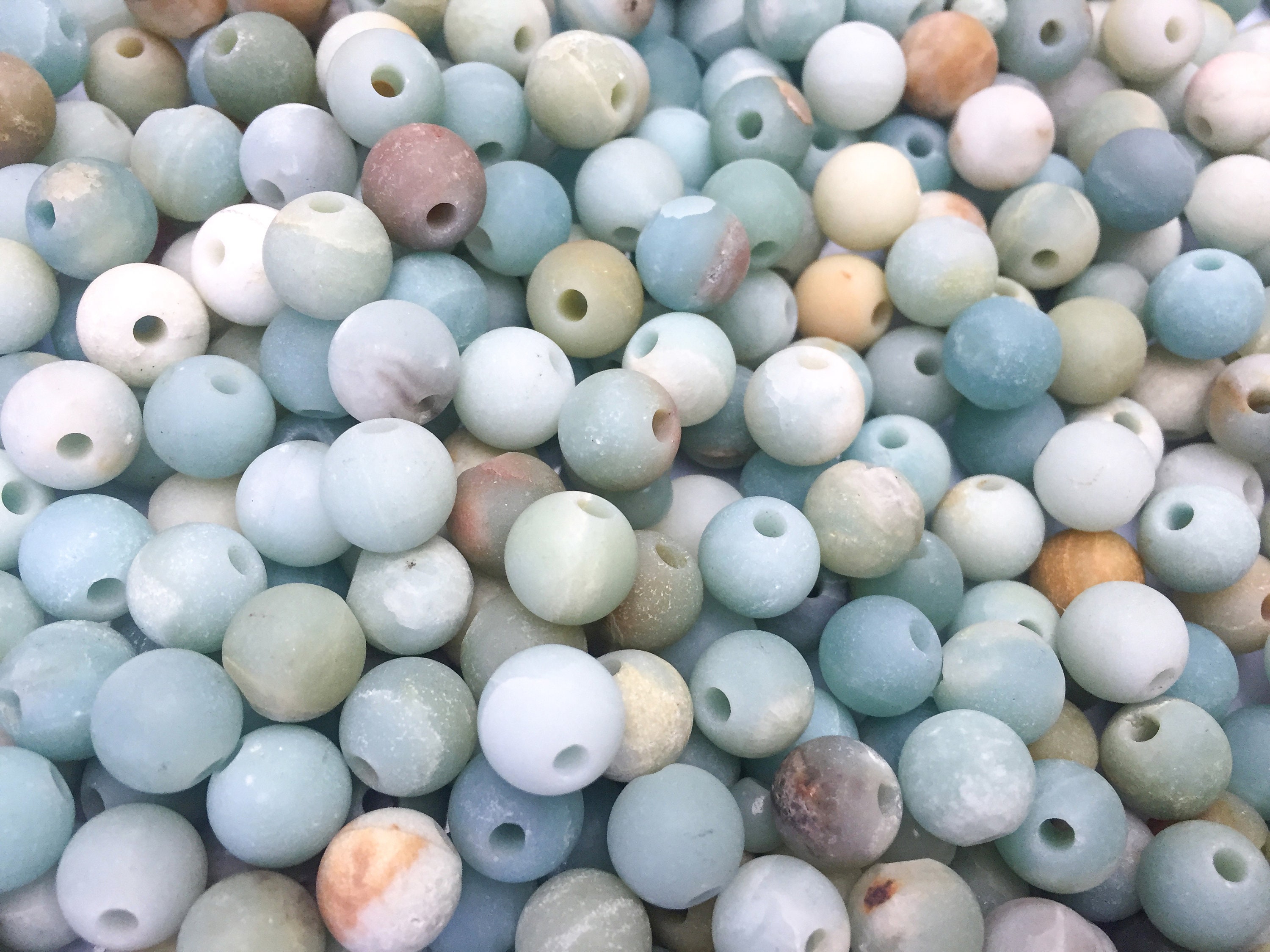 2mm Large Hole Amazonitem Matte Beads - Blue Chinese Amazonite Gemstone - Big Hole Stone Beads - 108 Necklace Beads - Large Hole Beads