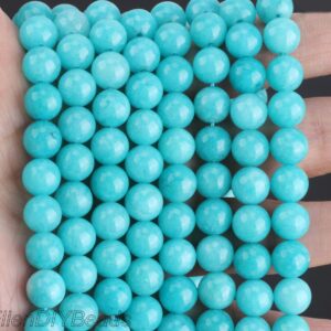 4-12mm Blue Amazonite, Round Smooth Gemstone Beads, Handmade Necklace Gift, Lustrous Beads, Loose Bead Strand, Wholesale Beads----stn0084