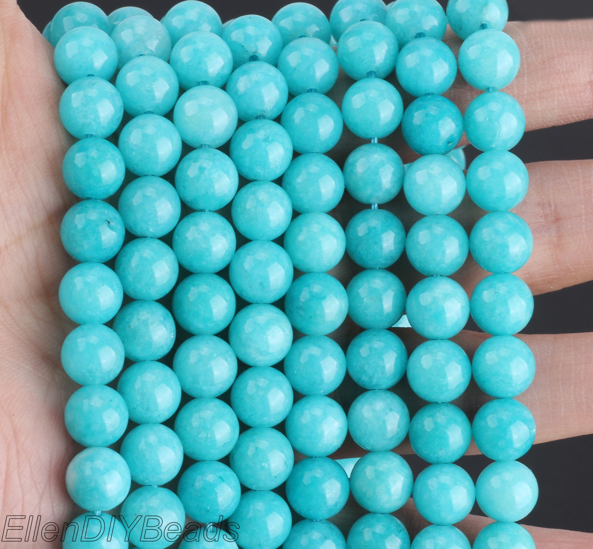 4-12mm Blue Amazonite, Round Smooth Gemstone Beads, Handmade Necklace Gift, Lustrous Beads, Loose Bead Strand, Wholesale Beads----stn0084