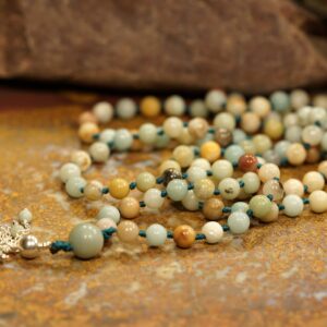 Amazonite A Mala • 108+ • 6-mm • Beaded Sterling Silver Tassel • Stone Of Courage • Stone Of Truth • 0694
