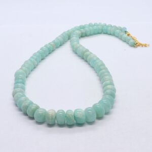 Aaa Natural Amazonite Smooth Rondelle Beads, 7-10 Mm Amazonite Gemstone Beads, 18 Inch+ Fish Lock Plain Amazonite Rondelle Necklace