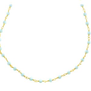 Amazonite Beaded Necklace 14k Gold Filled Or Sterling Silver Chain Link Faceted 18 19 Inches Natural Baby Soft Blue Rondelles Dainty