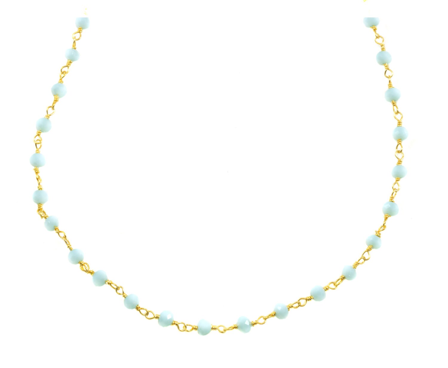 Amazonite Beaded Necklace 14k Gold Filled Or Sterling Silver  Chain Link Faceted  18 19 Inches Natural Baby Soft Blue Rondelles Dainty