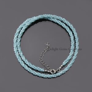 Amazonite Beaded Necklace, 2mm Amazonite Micro Faceted Round Beads Necklace, Twisted multi strand Necklace, Minimalist Necklace, Women, Gift