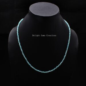 Amazonite Beaded Necklace, 3mm Faceted Gemstone Jewelry