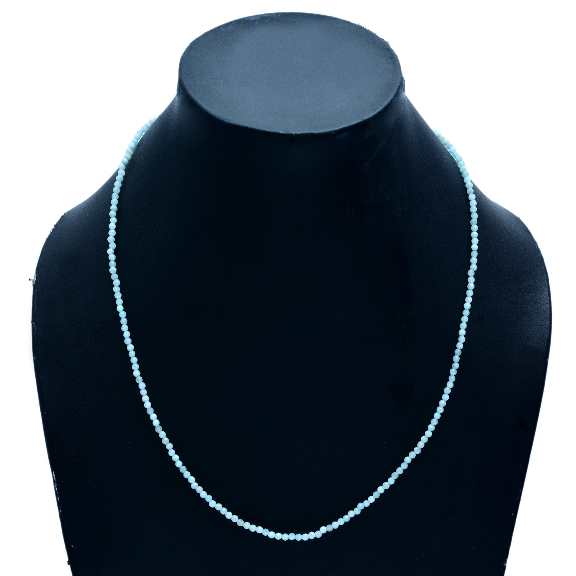 Amazonite Beaded Necklace, Micro Faceted Round Beads, 2.5mm