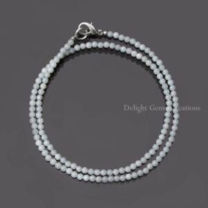 Blue Amazonite Beaded Necklace - Micro Smooth Round Beads 3.5mm
