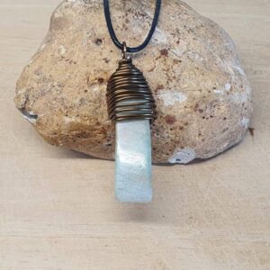 Bronze Wire Wrapped Mens Amazonite Necklace. Virgo Jewelry. Unisex Crystal Reiki Jewelry Uk. Necklaces For Men. Boho Style