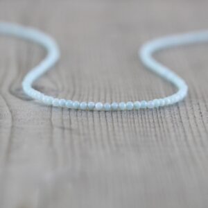 Amazonite Delicate Beaded Necklace In Sterling Silver, Gold Or Rose Gold Filled, Dainty 2mm Gemstone Choker, Long Crystal Layering Necklace