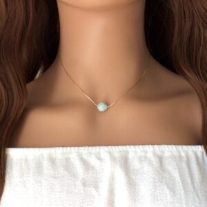 Elegant Blue Amazonite Gemstone Necklace - Minimalist Jewelry Gift Idea