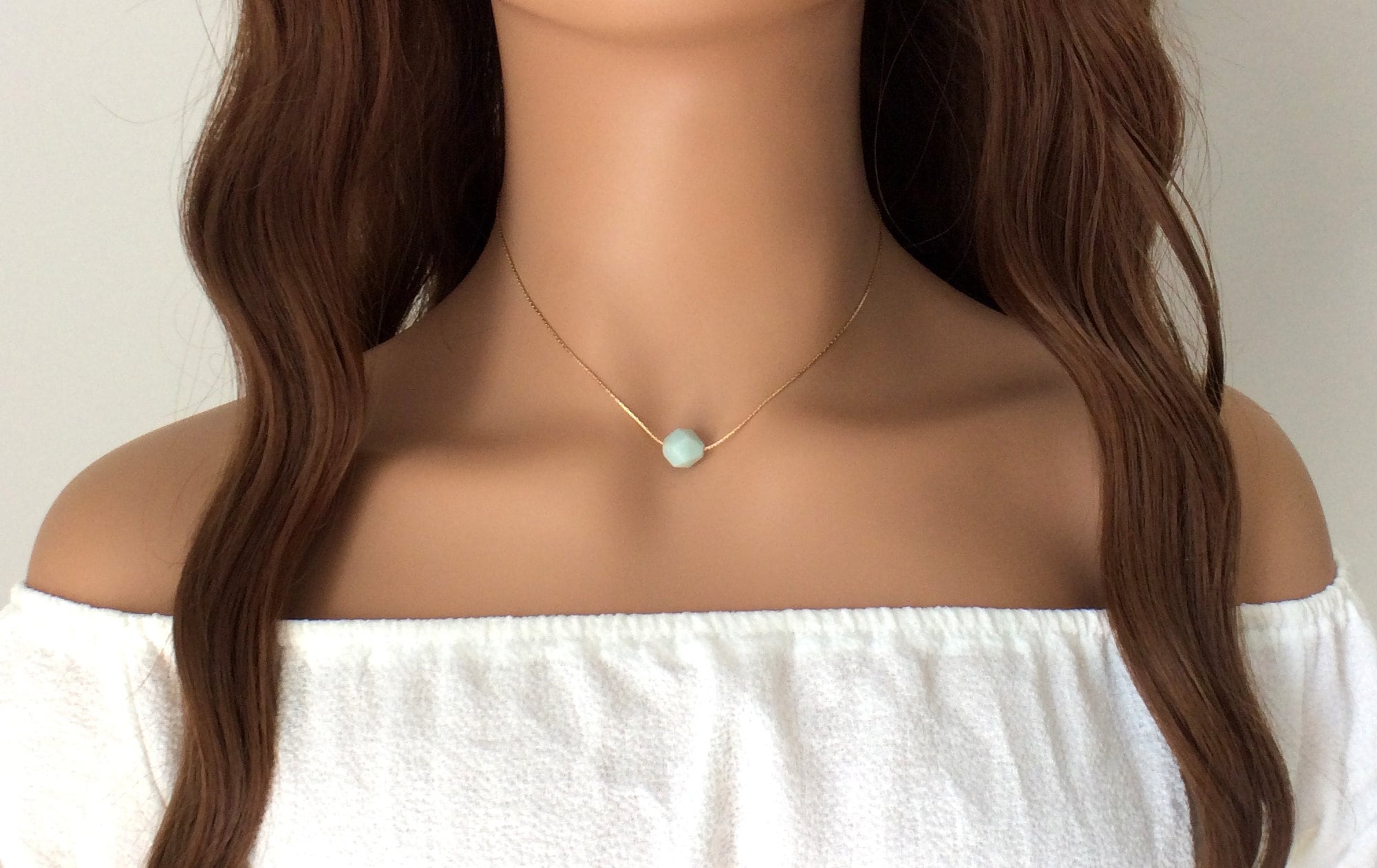 Elegant Blue Amazonite Gemstone Necklace - Minimalist Jewelry Gift Idea