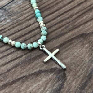 Elegant Cross Necklace With Amazonite - Ideal Gift For Her