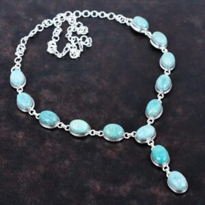 Amazonite Necklace: Handmade 925 Sterling Silver Adjustable Chain