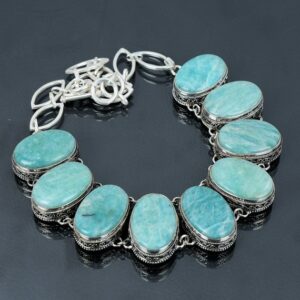 Handmade Amazonite Necklace: 925 Sterling Silver, Elegant Vintage Jewelry