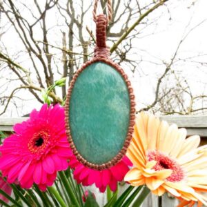 Amazonite macrame necklace, mothers day gift, mom gift, the perfect gift for mom, healing gemstone necklace, macrame jewelry, green gemstone