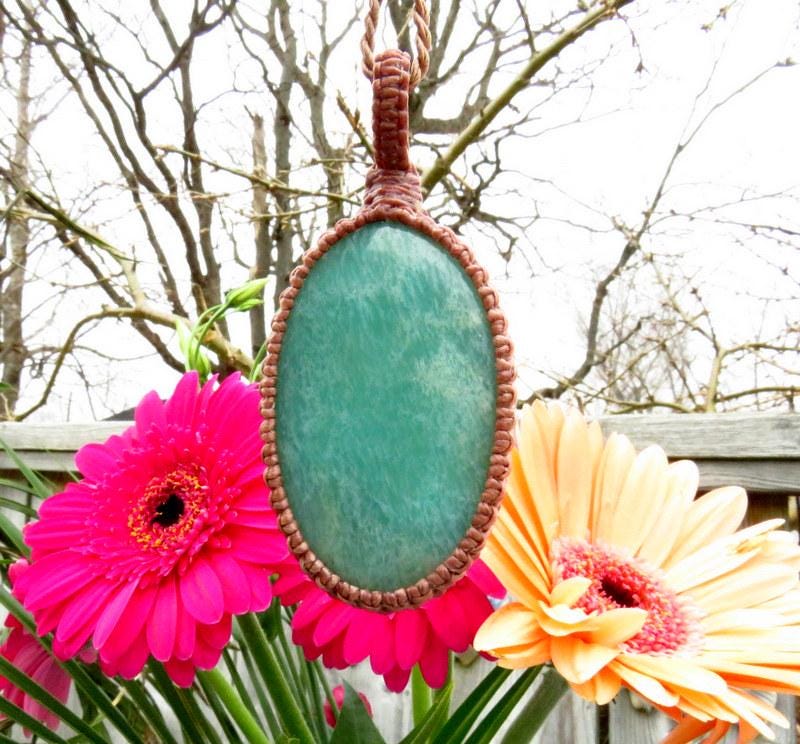 Amazonite Macrame Necklace, Mothers Day Gift, Mom Gift, The Perfect Gift For Mom, Healing Gemstone Necklace, Macrame Jewelry, Green Gemstone