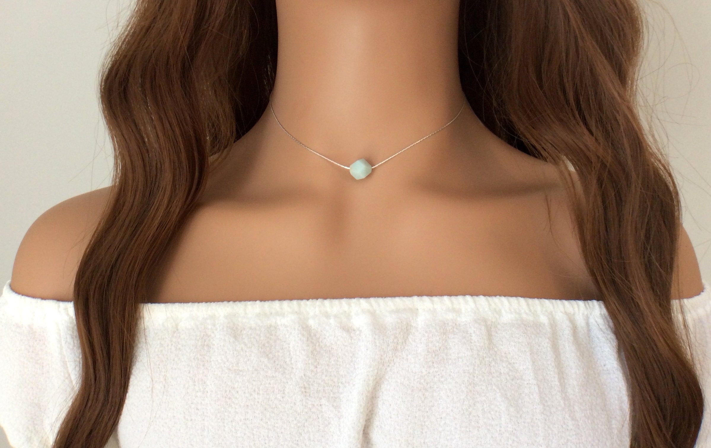 Minimalist Blue Amazonite Gemstone Necklace - Elegant And Dainty
