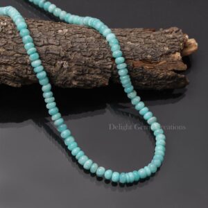 Natural Amazonite Beaded Necklace, 5mm Rondelle Beads, 18 Inch