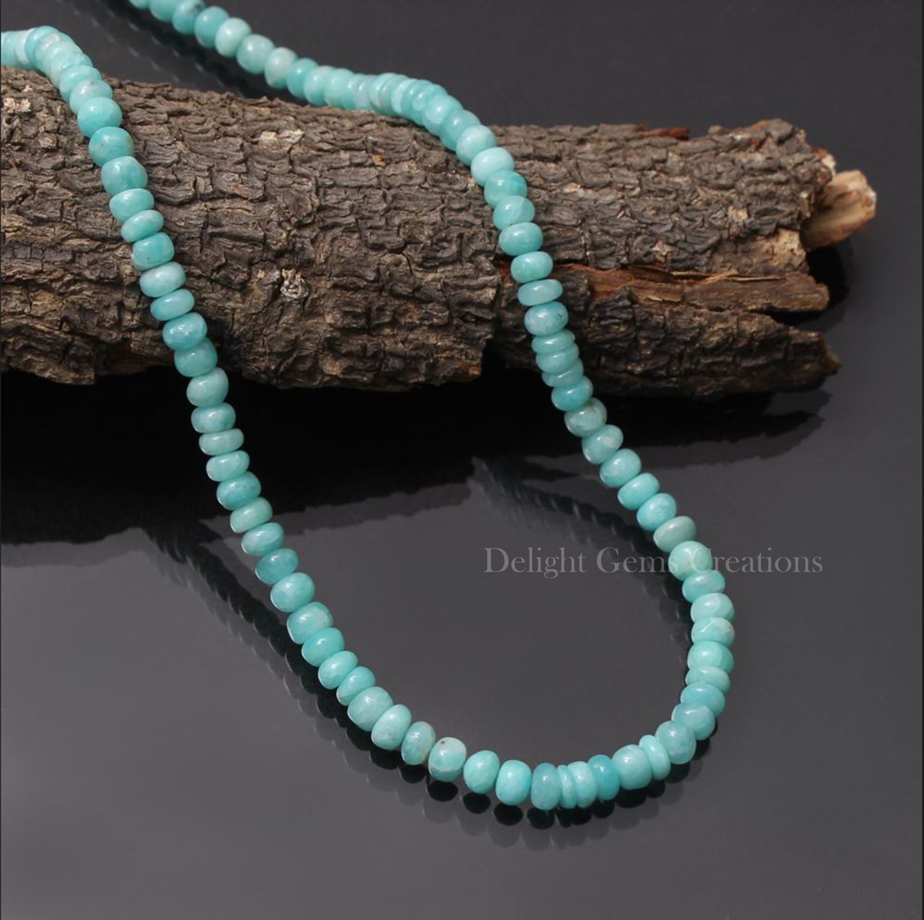 Natural Amazonite Beaded Necklace, 5mm Rondelle Beads, 18 Inch