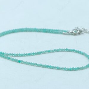 Natural Blue Amazonite Necklace, 2mm Micro Faceted Gemstone Choker, Dainty Teal Aqua Stone Jewelry, Hope & Courage Crystal, Gift For Her