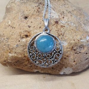 Round Filigree Boho Amazonite Necklace. Virgo Jewelry. Crystal Reiki Jewelry Uk. Pale Green Semi Precious Stone. Hippy Style Accessory.