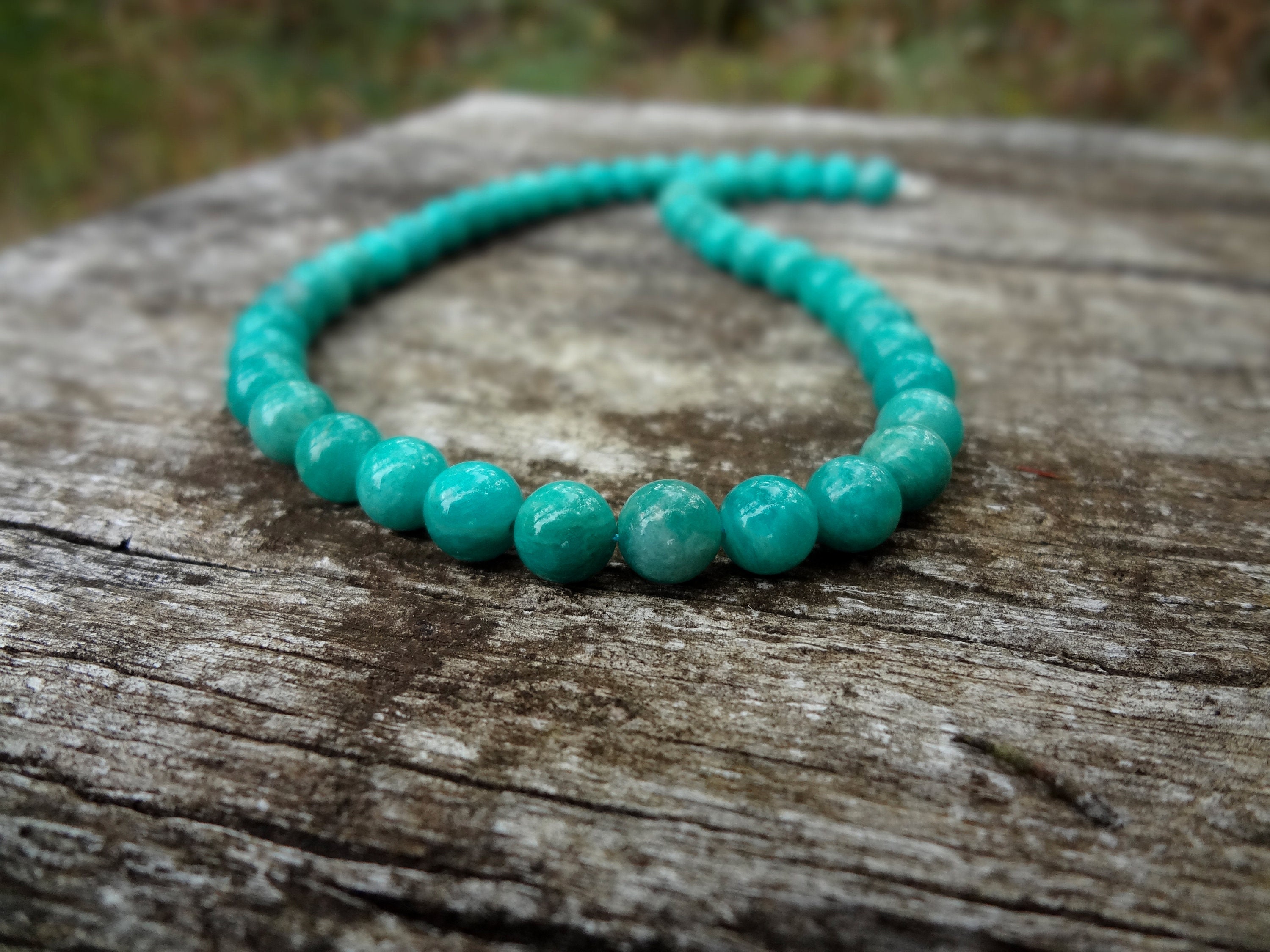 Russian Amazonite Necklace. Blue Green Natural Gemstone Necklace Handmade In Australia By Miss Leroy.