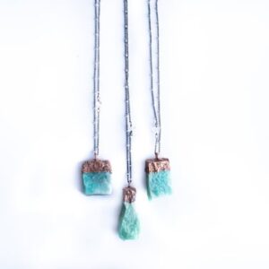Sale Amazonite Jewelry | Raw Amazonite Crystal | Rough Amazonite Crystal | Electroformed Necklace | Sterling Silver Jewelry