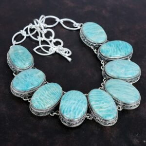 Amazonite Necklace: Vintage 925 Sterling Silver Gemstone Jewelry