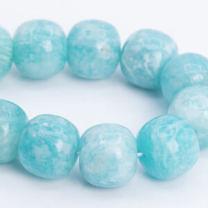 10x10MM Genuine Amazonite Beads Cyan Grade AA Natural Gemstone Half Strand Barrel Drum Loose Beads 7" (112397h-3500)