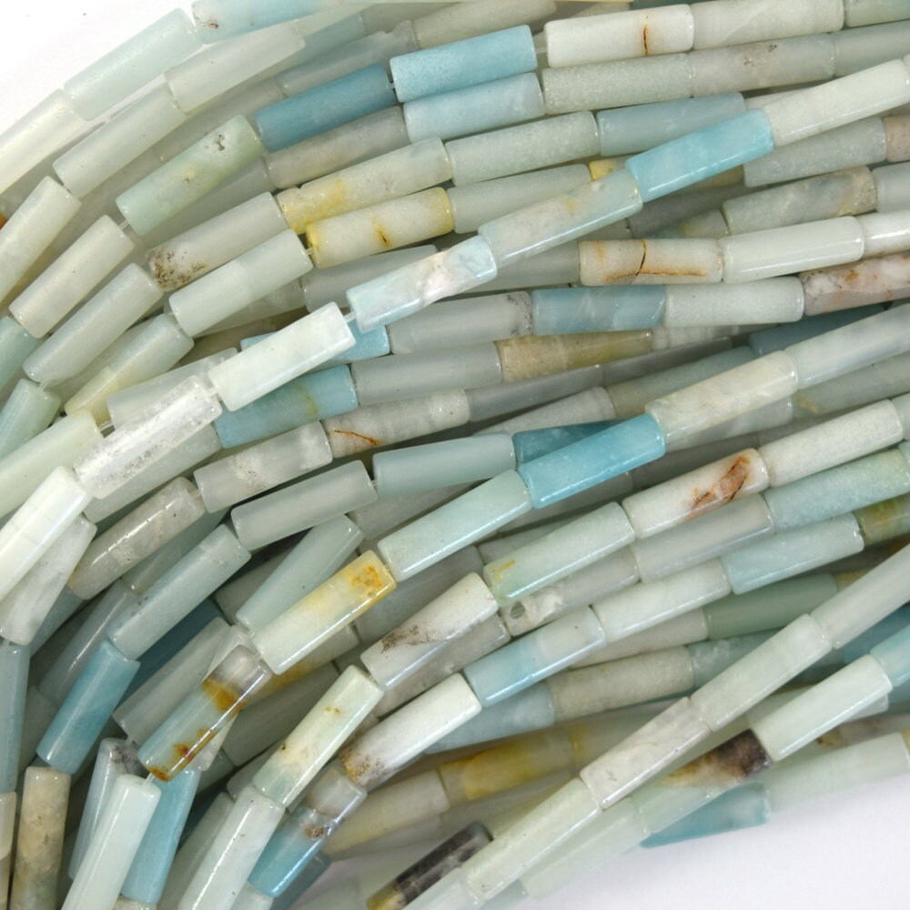 13mm Natural Multicolor Amazonite Tube Beads 15.5" Strand 4x13mm