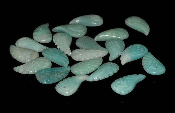 18x10mm Amazonite Gemstone Grade Aa Carved Angel Wing Beads Bulk Lot 2,6,12,24,48 (90187134-001)