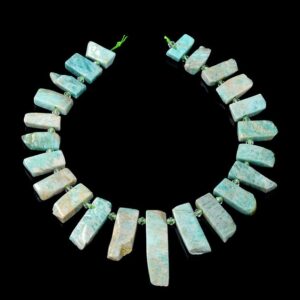 21x12-23x12MM Natural Russian Amazonite Gemstone Gradated Slice Stick Points Beads 15.5 inch Full Strand BULK LOT 1,2 and 6 (80016525-S14)