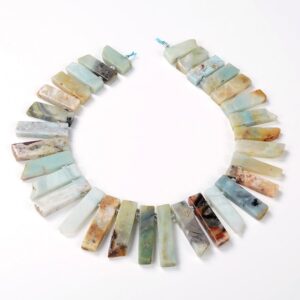 46X10-24X9MM Natural Amazonite Gemstone Gradated Slice Stick Points Beads 15.5 inch Full Strand BULK LOT 1,2 and 6 (80016527-S14)