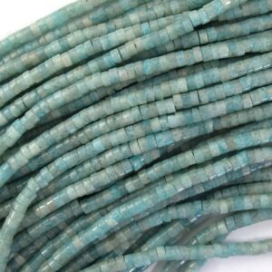 4mm natural African green amazonite heishi disc beads 15.5" strand 2x4mm