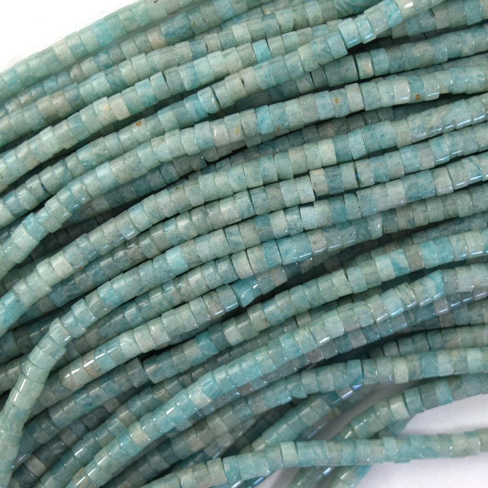 4mm Natural African Green Amazonite Heishi Disc Beads 15.5" Strand 2x4mm 4mm Natural African Green Amazonite Heishi Disc Beads 15.5" Strand 2x4mm