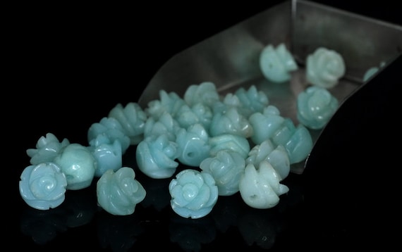 8mm  Amazonite Gemstone Carved Flower Beads Bulk Lot 5,10,20,30,50 (90187255-002)