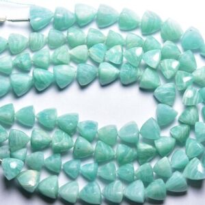 Beautiful Amazonite Pyramid Beads - 7.50 inches - Natural Smooth Amazonite Pyramid 3D Triangle Briolette - Size is 7-8mm #1328