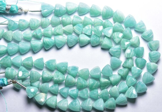 Beautiful Amazonite Pyramid Beads - 7.50 Inches - Natural Smooth Amazonite Pyramid 3d Triangle Briolette - Size Is 7-8mm #1328 Beautiful Amazonite Pyramid Beads - 7.50 Inches - Natural Smooth Amazonite Pyramid 3d Triangle Briolette - Size Is 7-8mm #1328