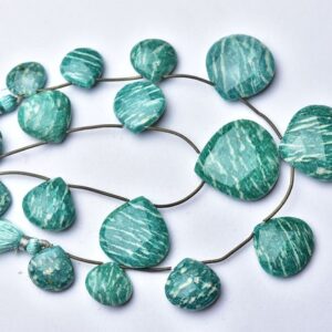 Big Superb Amazonite Heart Briolettes Beads -  8 inches - Beautiful Natural Faceted Amazonite Heart Briolettes - Size is 14- 26mm #2191