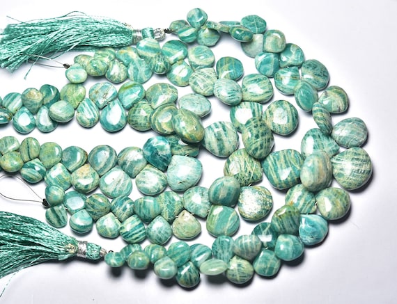 Amazonite Briolette Beads - 7 Inches - Natural Beautiful Amazonite Smooth Heart Briolettes  Size Is 8- 13mm #2096