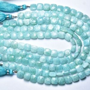 Amazonite Cushion Beads - 8 inches - Natural Faceted Amazonite Faceted Cushion Briolettes - Size is 7 mm #1275