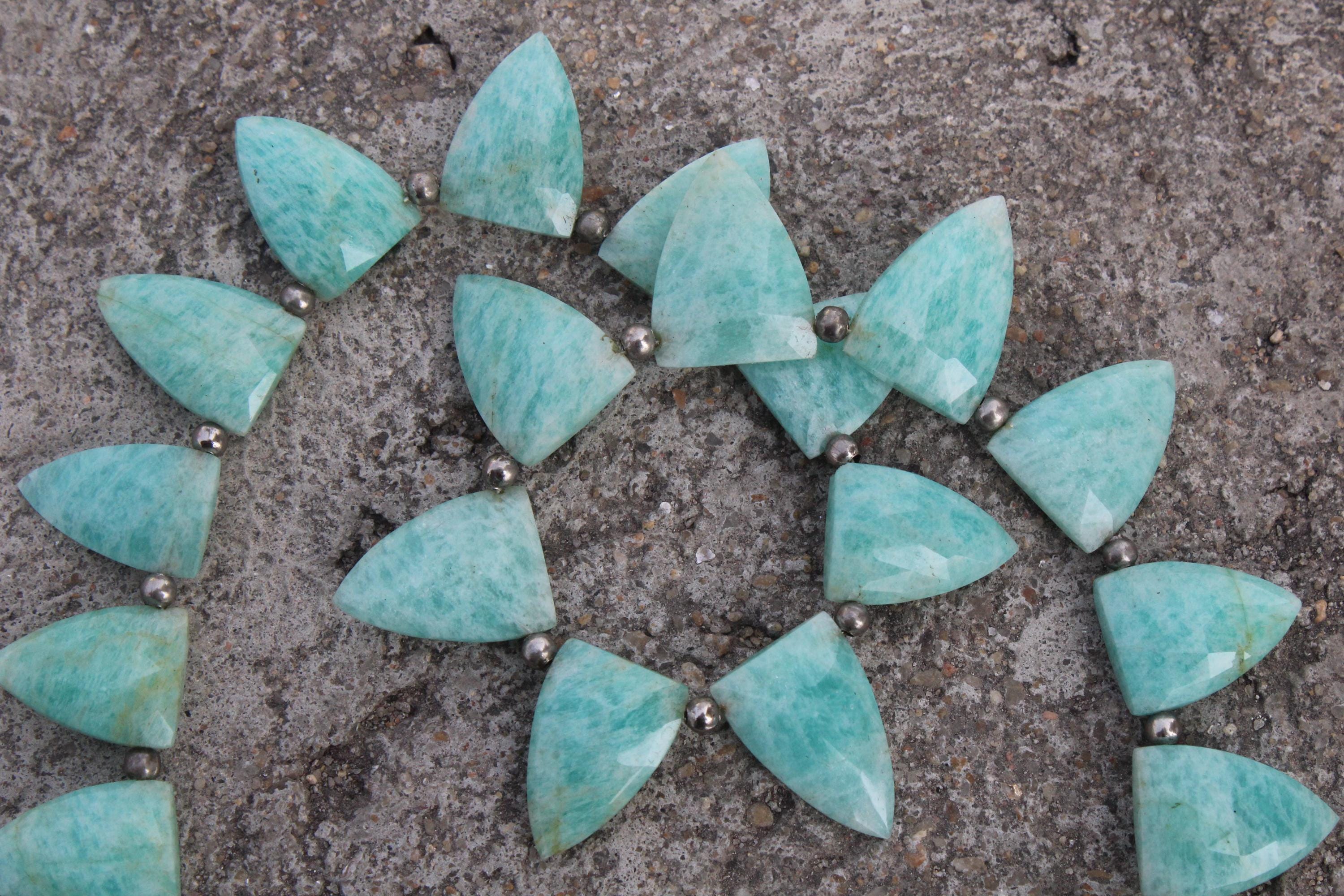 Amazonite Gemstone Faceted Briolette Beads I 10-piece Half Marquise-shaped I Size—14-19 Mm App. Jewelry Setting (c546)
