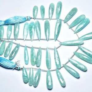 Amazonite Long Pear Beads - 7.5 inches - Natural Faceted Amazonite Pear Briolette - Size is 8x22 - 9x38 mm #2590