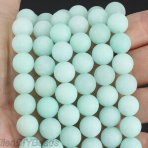 Mint Green Frosted Amazonite Beads: Matte Gemstone Beads for Jewelry