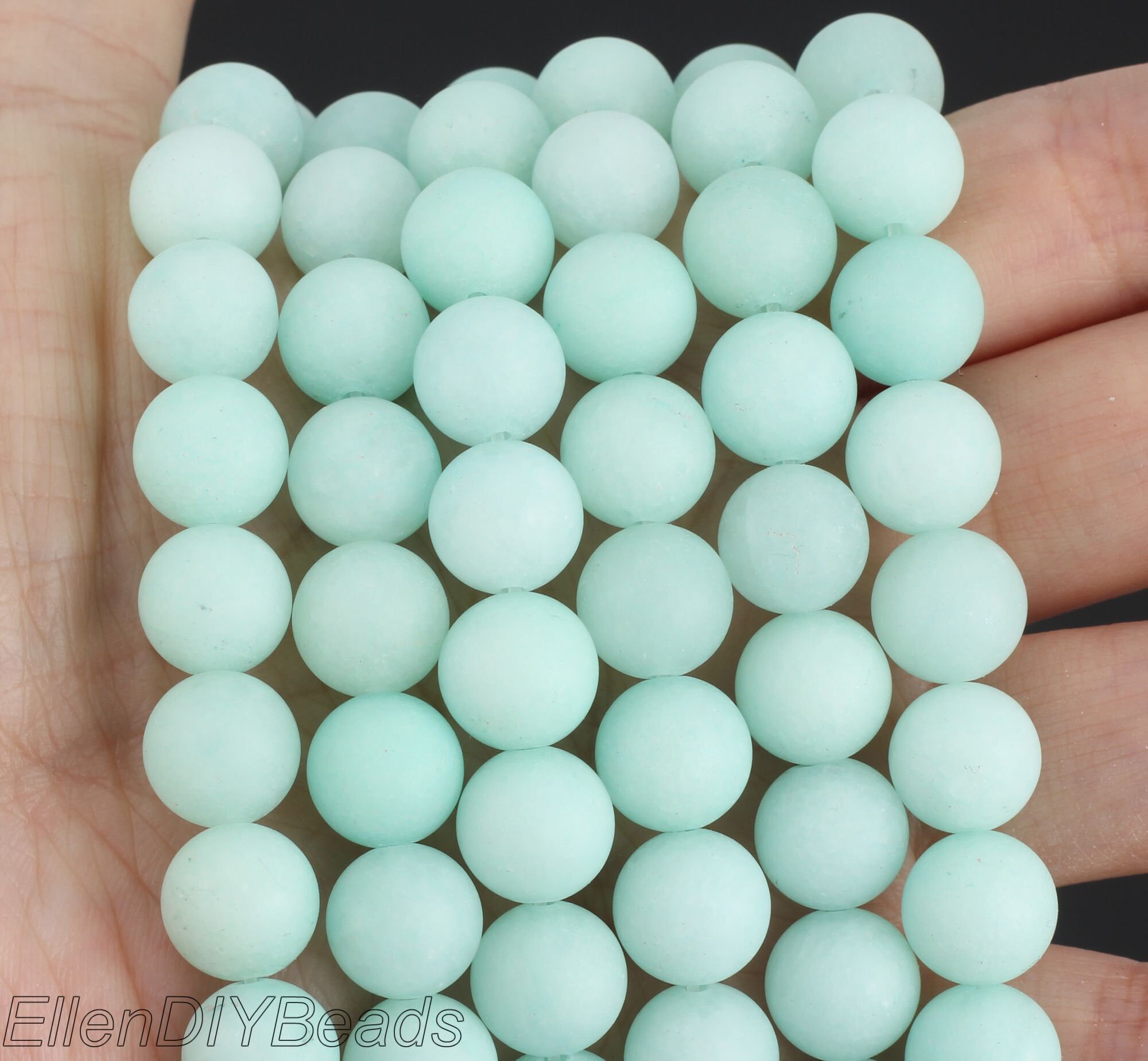 Mint Green Frosted Amazonite Beads: Matte Gemstone Beads For Jewelry