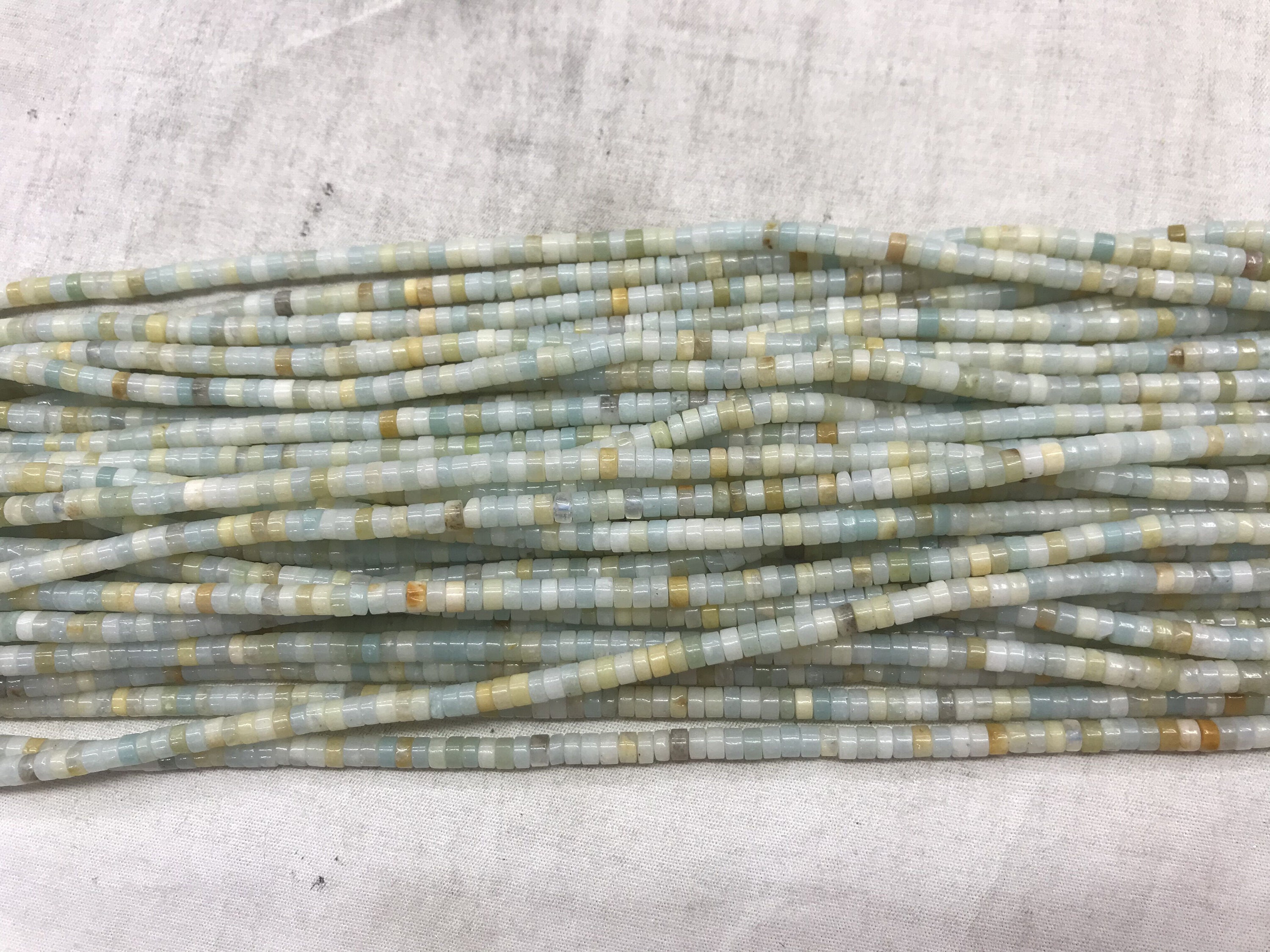 Natural Flower Amazonite 2x3mm Heishi Genuine Gemstone Loose Beads 15 Inch Jewelry Supply Bracelet Necklace Material Support Wholesale