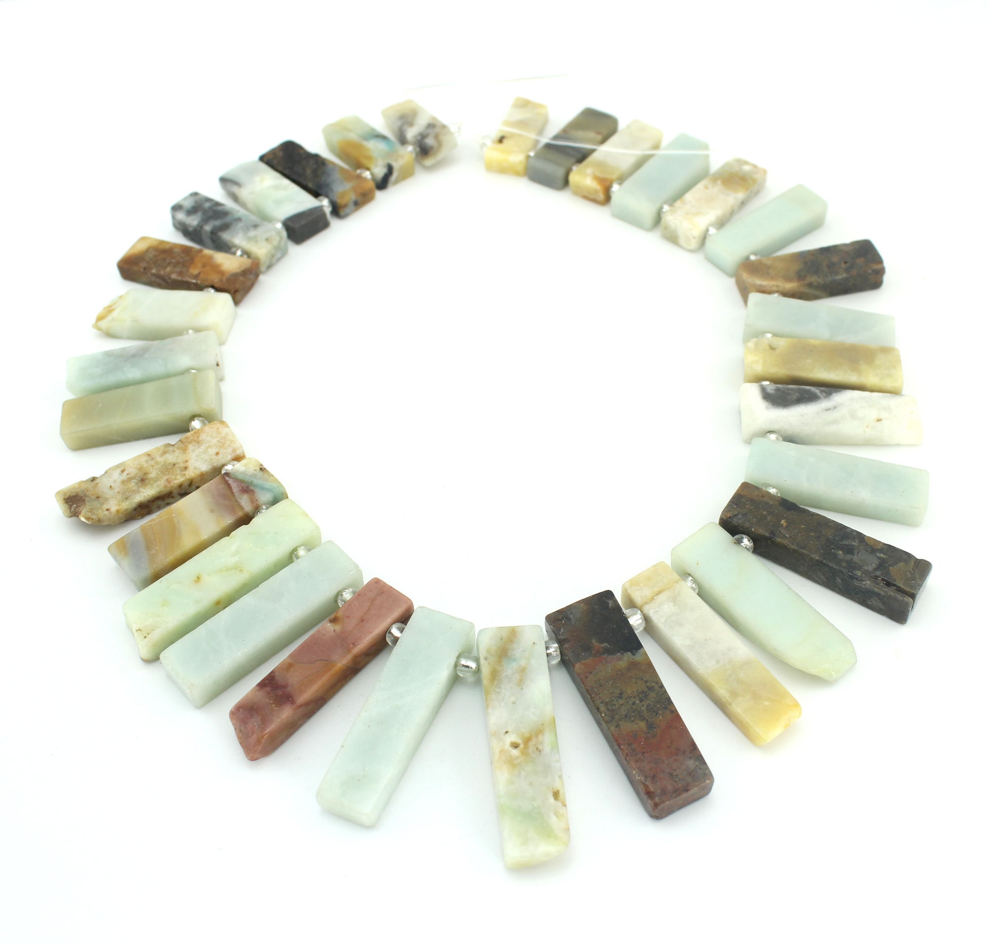 Natural Amazonite Slab Stick Point Beads, Graduated Gemstone Stick Beads, Amazonite Stick Beads, Top Drilled Points Pendants Jewelry - 16inches