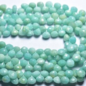 Amazonite Onion Beads - 8 inches - Most Beautiful Natural Faceted Amazonite Onion Briolettes - Size is 6-7 mm #1654