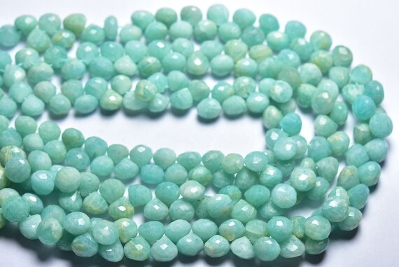 Amazonite Onion Beads - 8 Inches - Most Beautiful Natural Faceted Amazonite Onion Briolettes - Size Is 6-7 Mm #1654